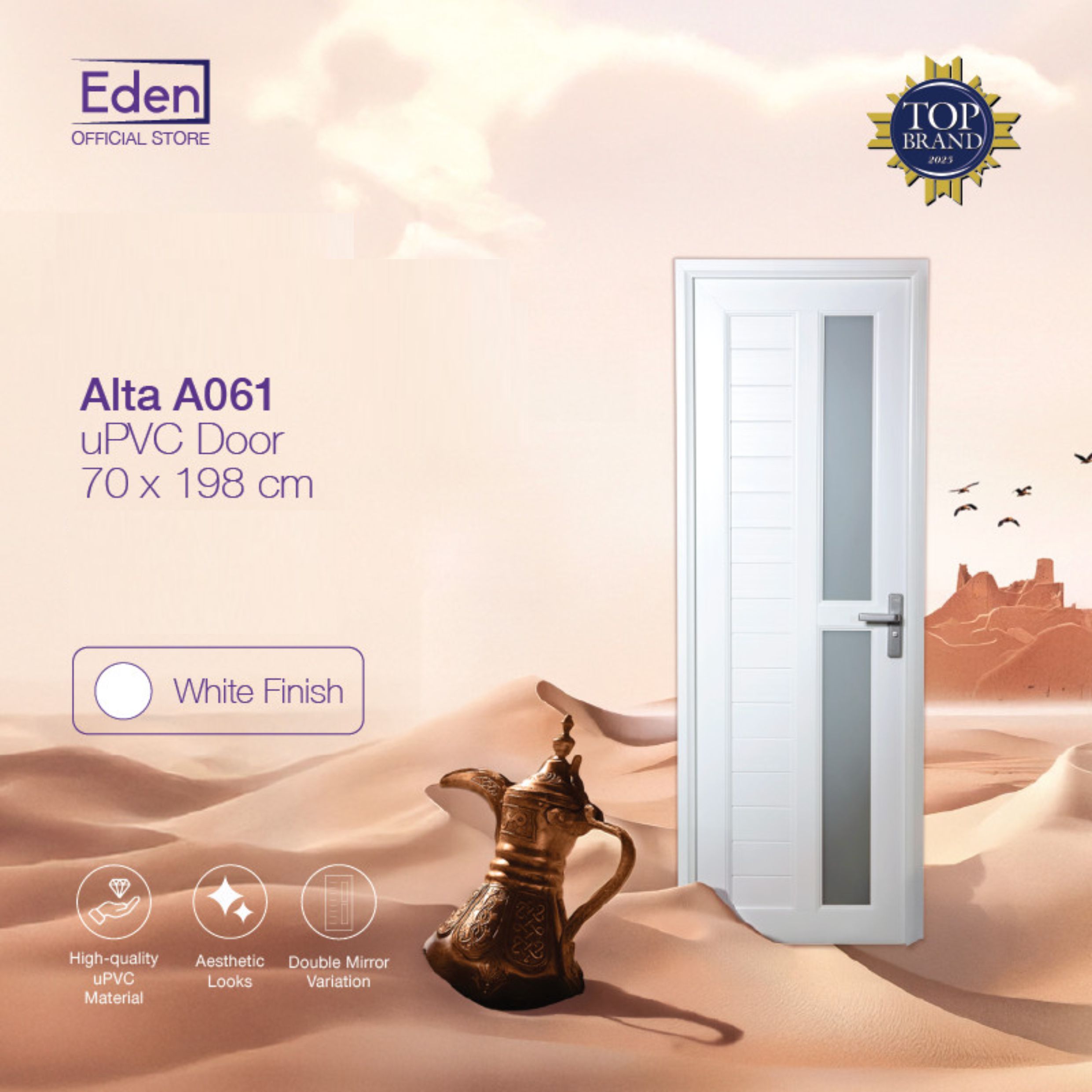 PINTU EDEN ALTA UPVC A061 WHITE KANAN